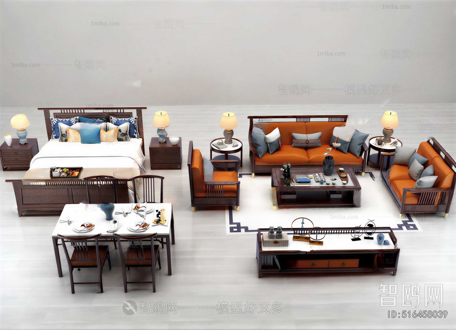 New Chinese Style Double Bed