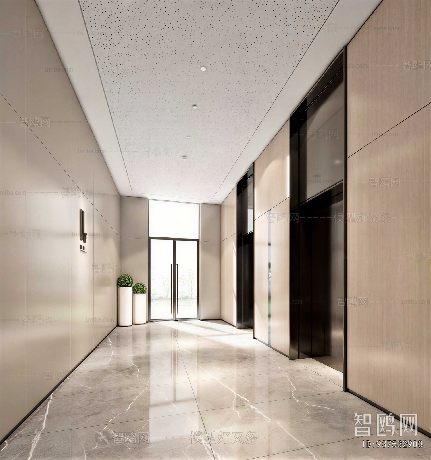 Modern Office Elevator Hall