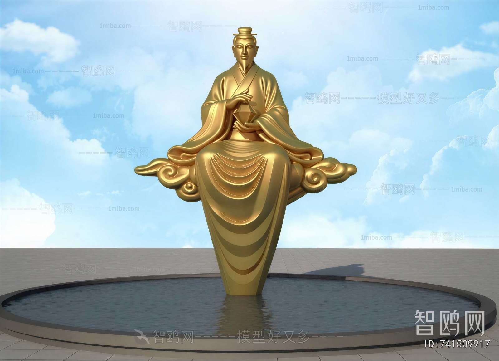 New Chinese Style Sculpture Sketch