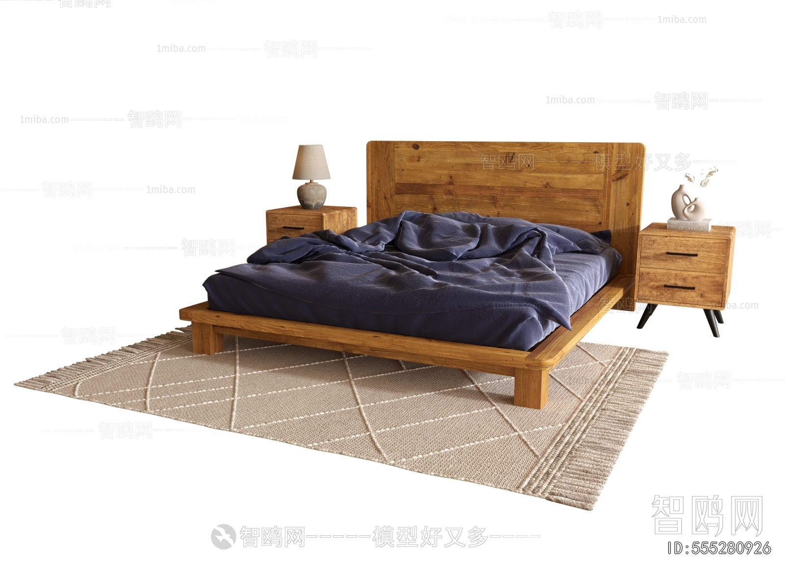 Wabi-sabi Style Double Bed