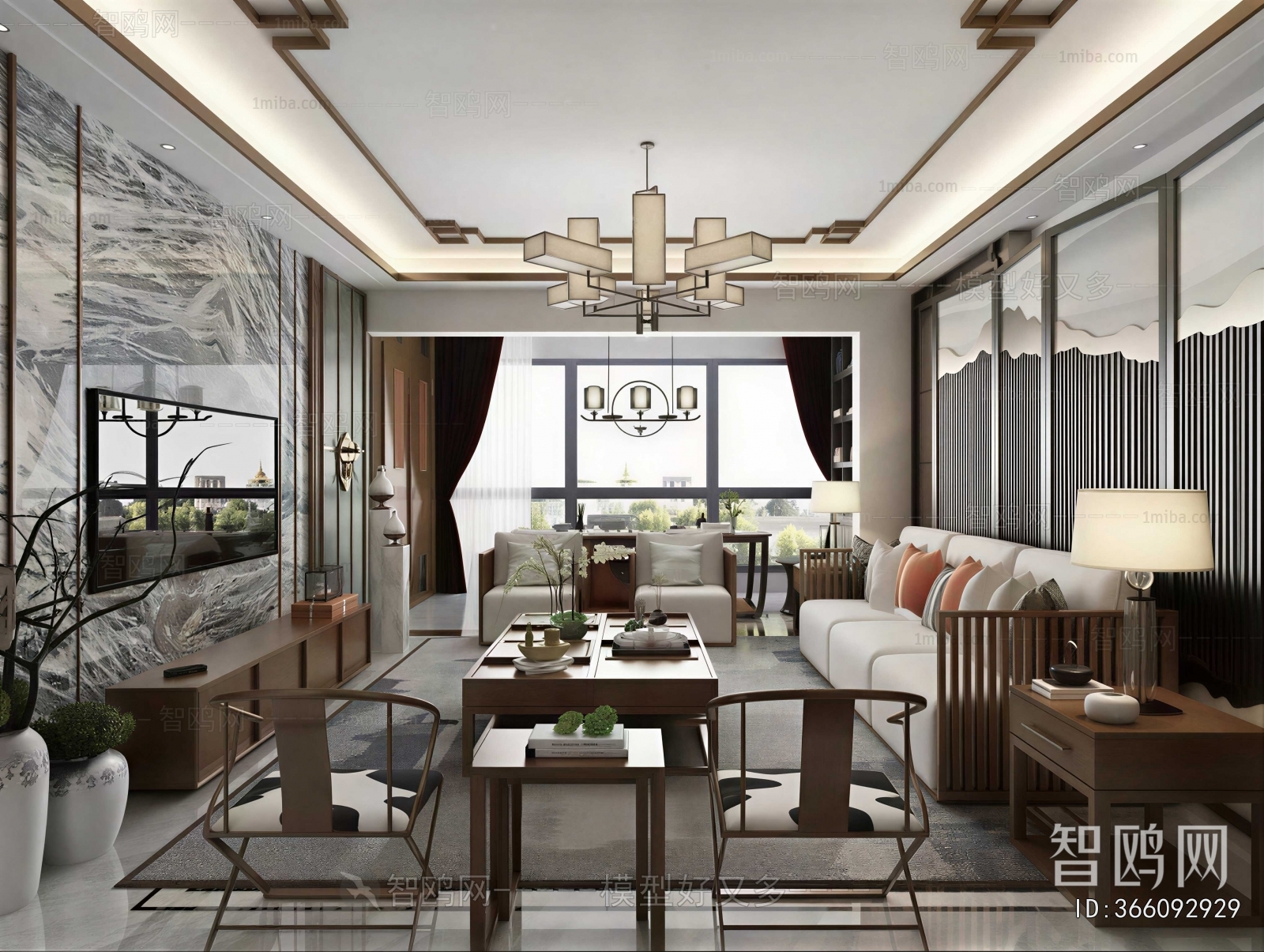 New Chinese Style A Living Room