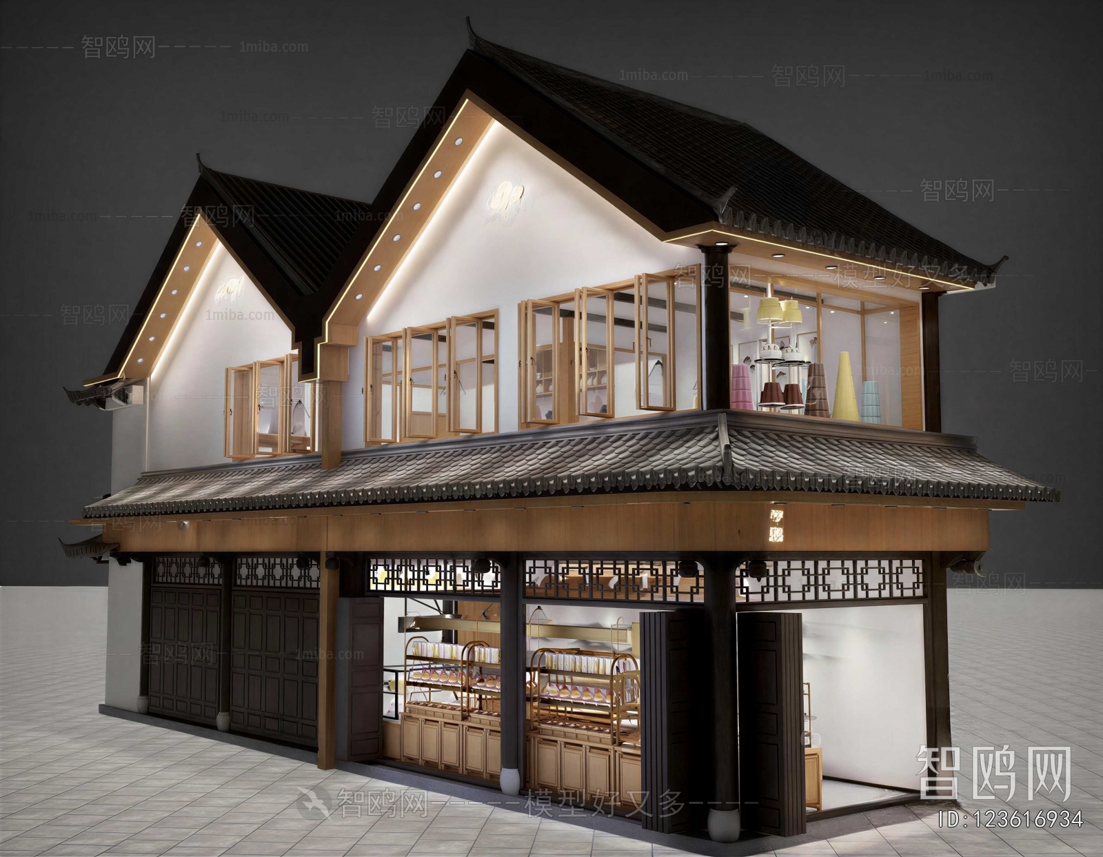 New Chinese Style Appearance Of Commercial Building