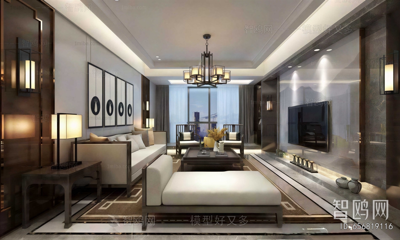 New Chinese Style A Living Room