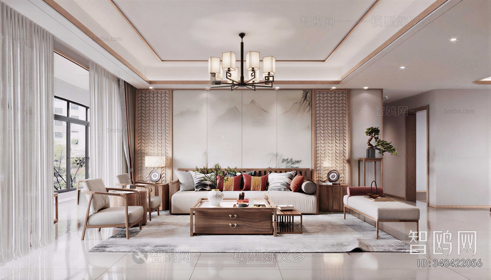 New Chinese Style A Living Room