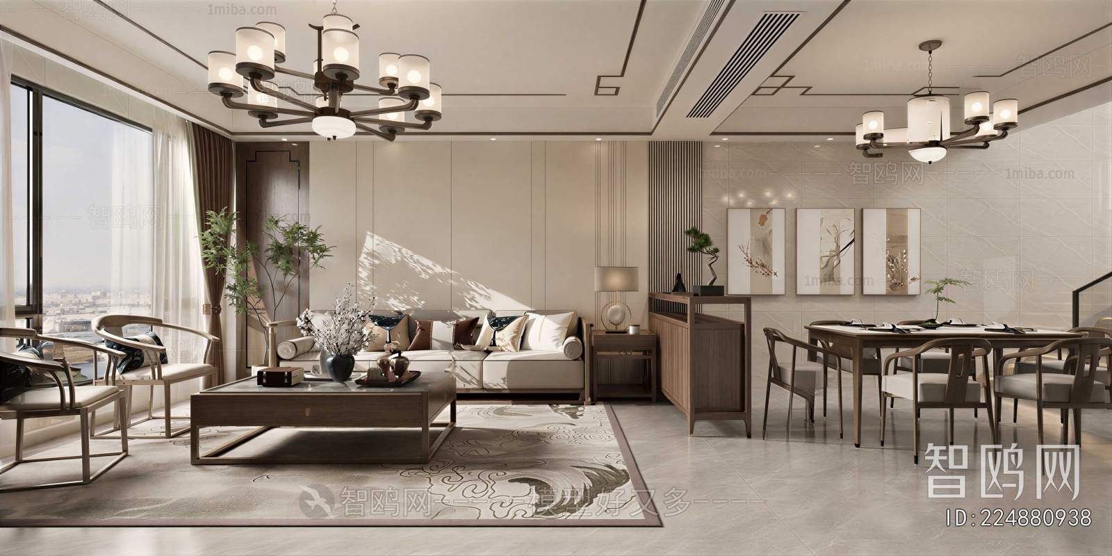 New Chinese Style A Living Room