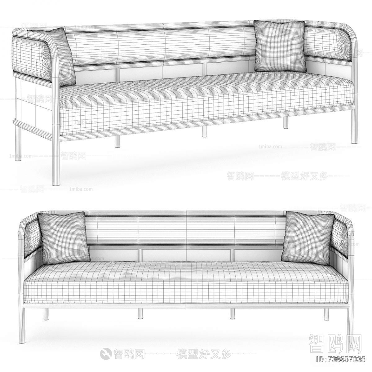 Wabi-sabi Style Three-seat Sofa