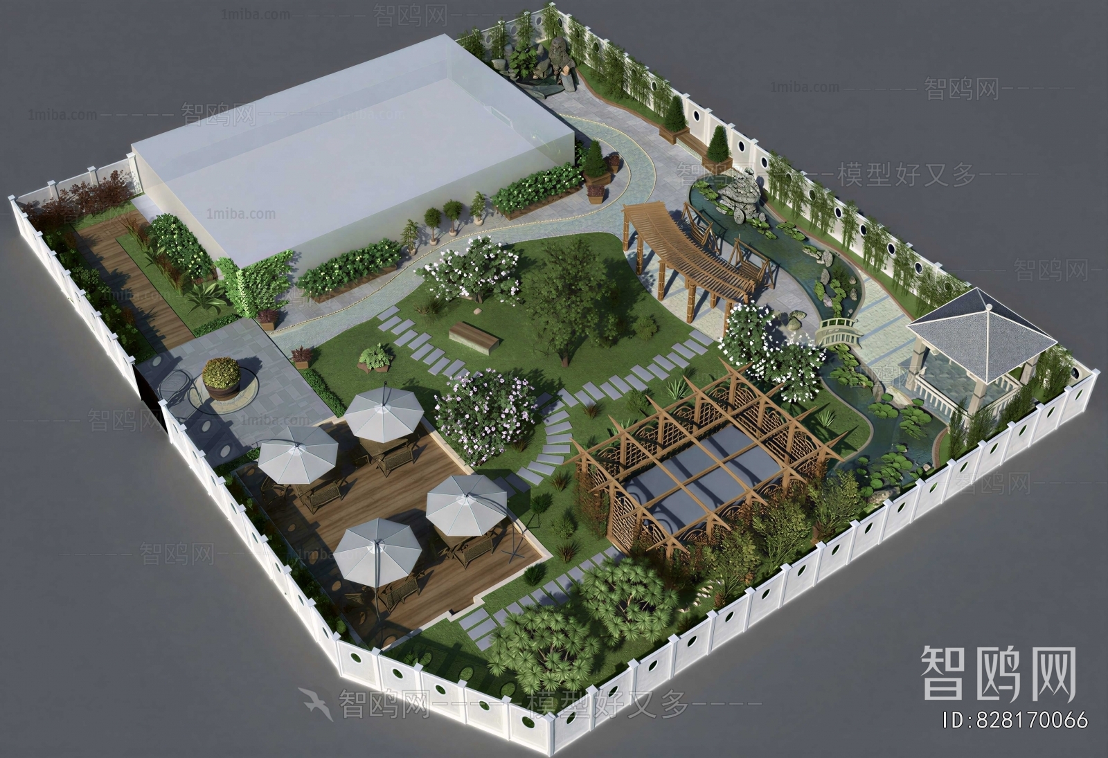 New Chinese Style Architectural Bird's-eye View Planning
