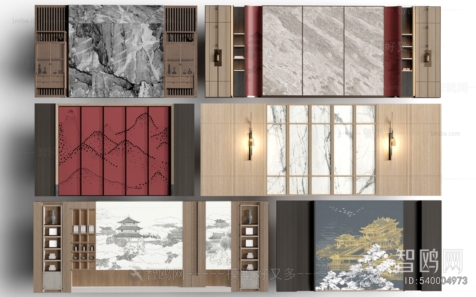 Modern New Chinese Style Chinese Style TV Wall