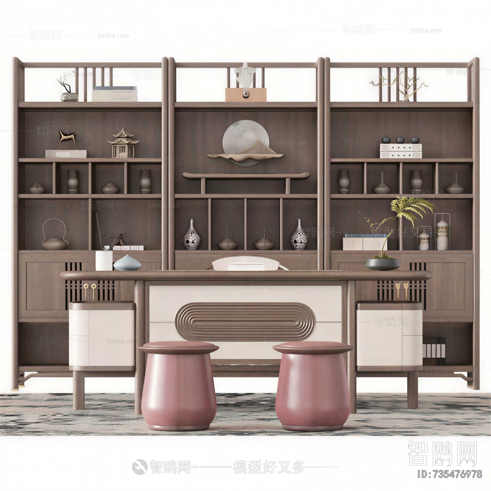 New Chinese Style Computer Desk And Chair