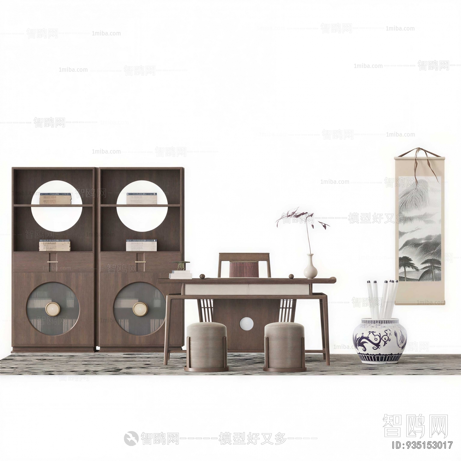 New Chinese Style Computer Desk And Chair