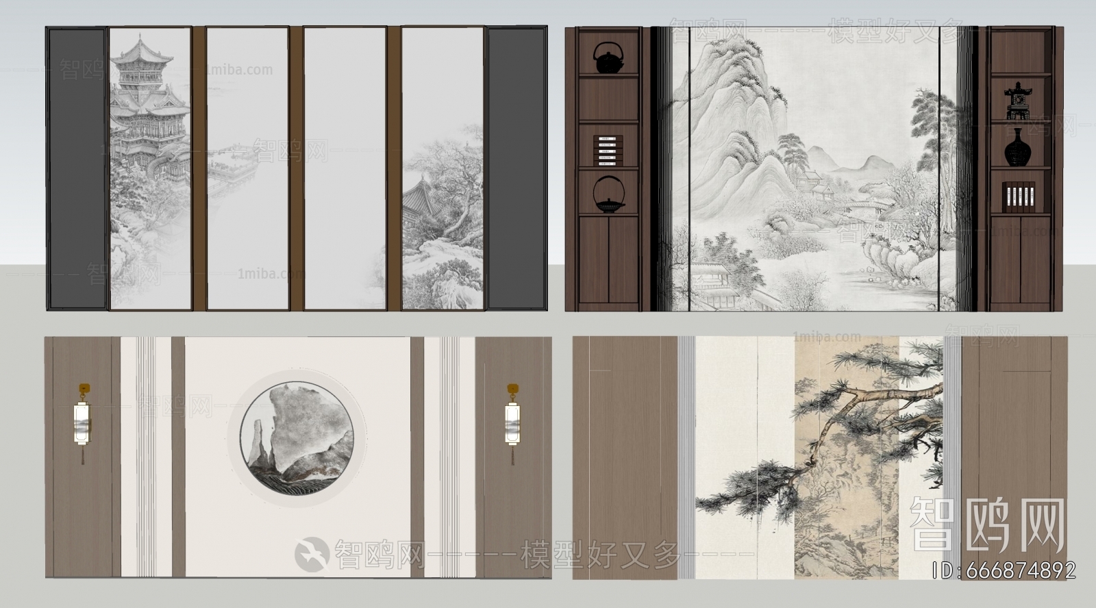 Modern New Chinese Style Chinese Style TV Wall
