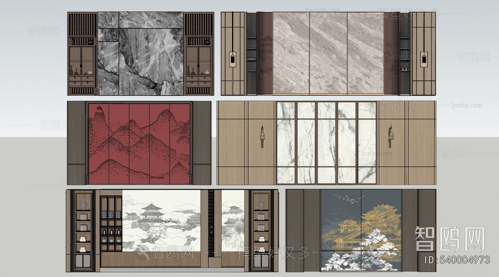 Modern New Chinese Style Chinese Style TV Wall