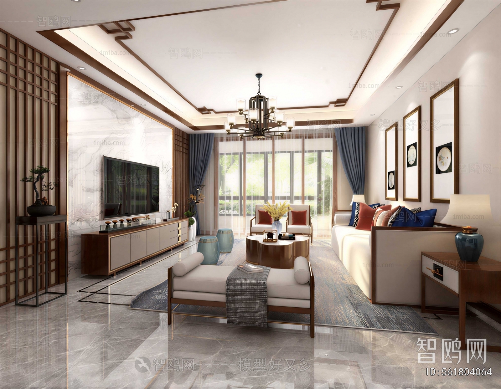 New Chinese Style A Living Room