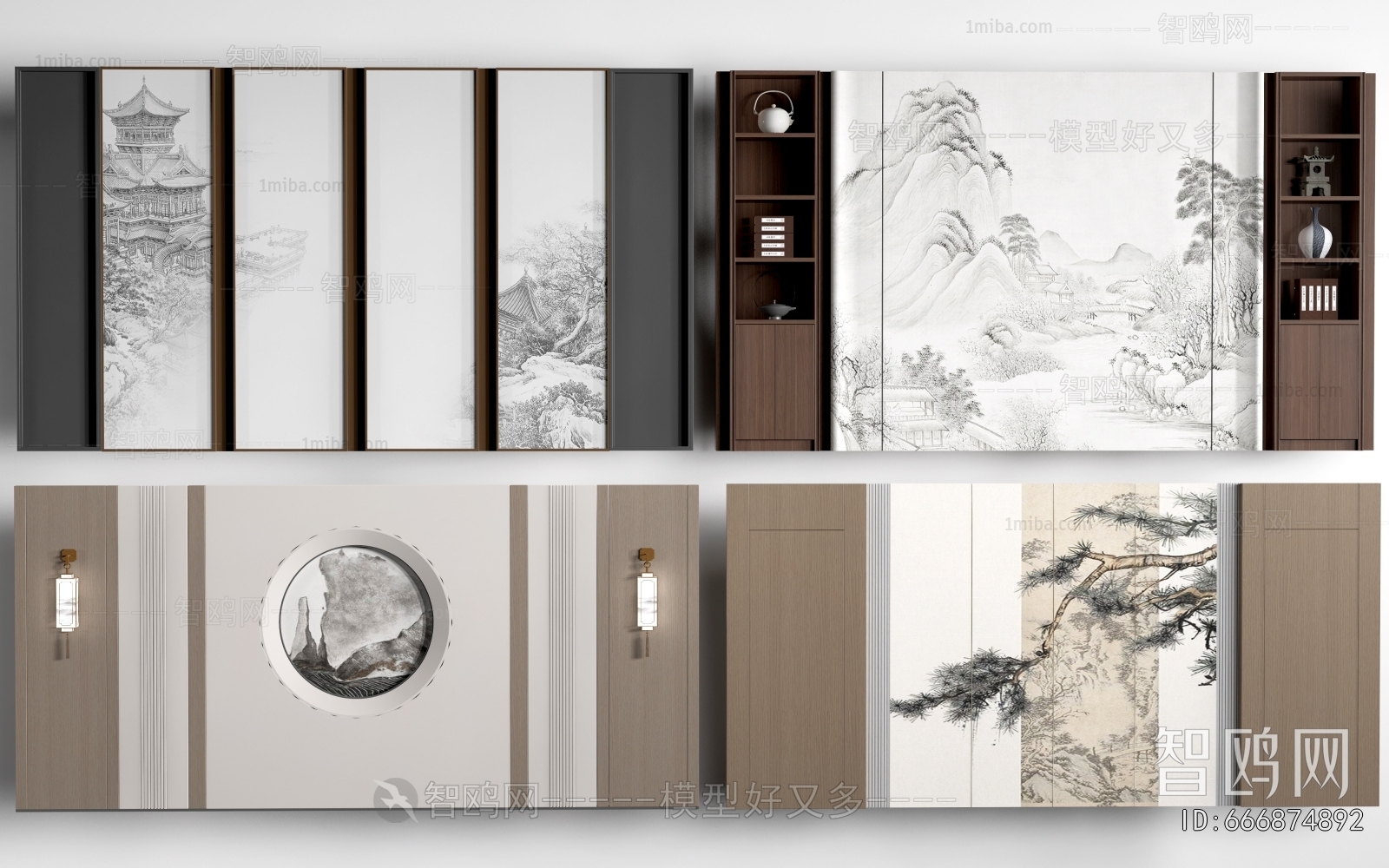 Modern New Chinese Style Chinese Style TV Wall