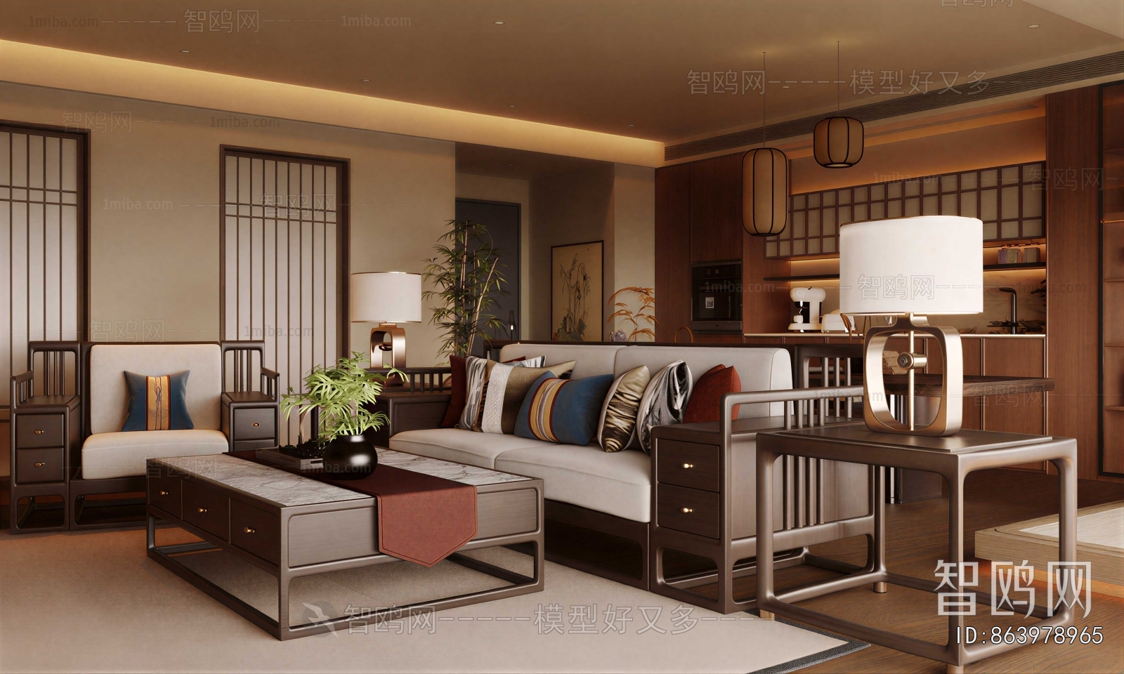 New Chinese Style A Living Room