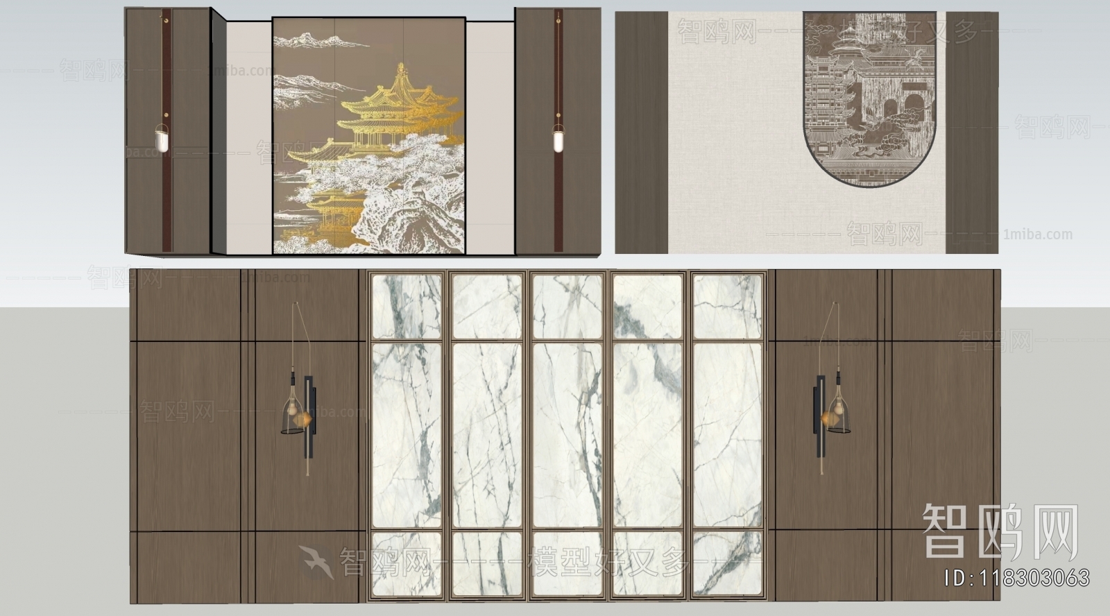 Modern New Chinese Style Chinese Style TV Wall