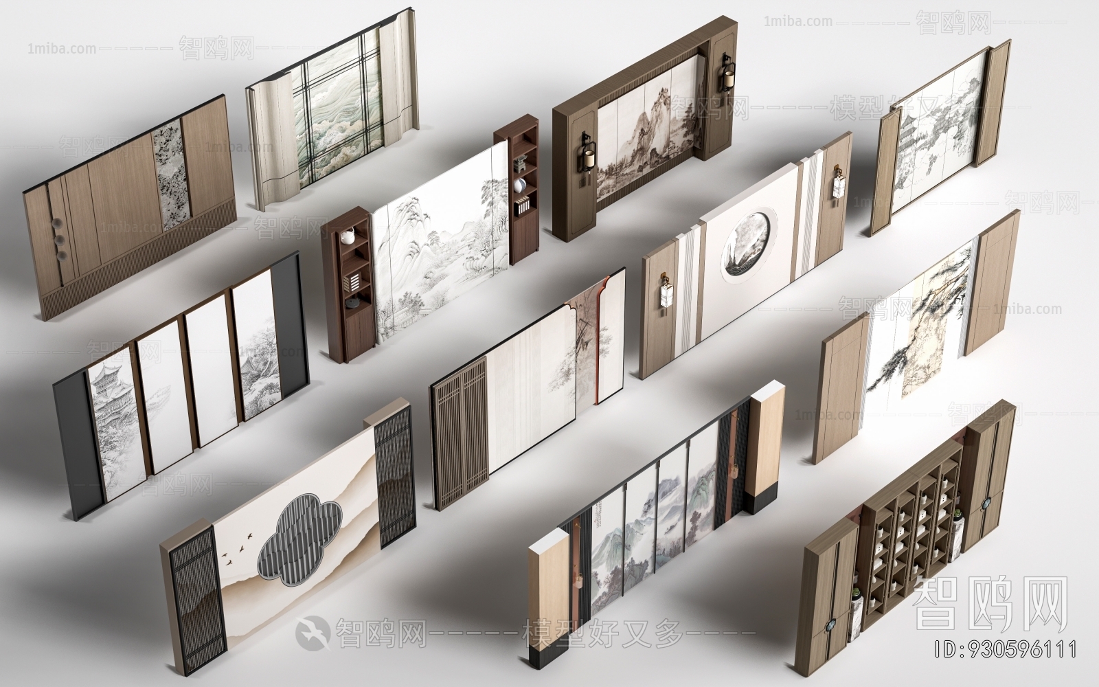 Modern New Chinese Style Chinese Style TV Wall