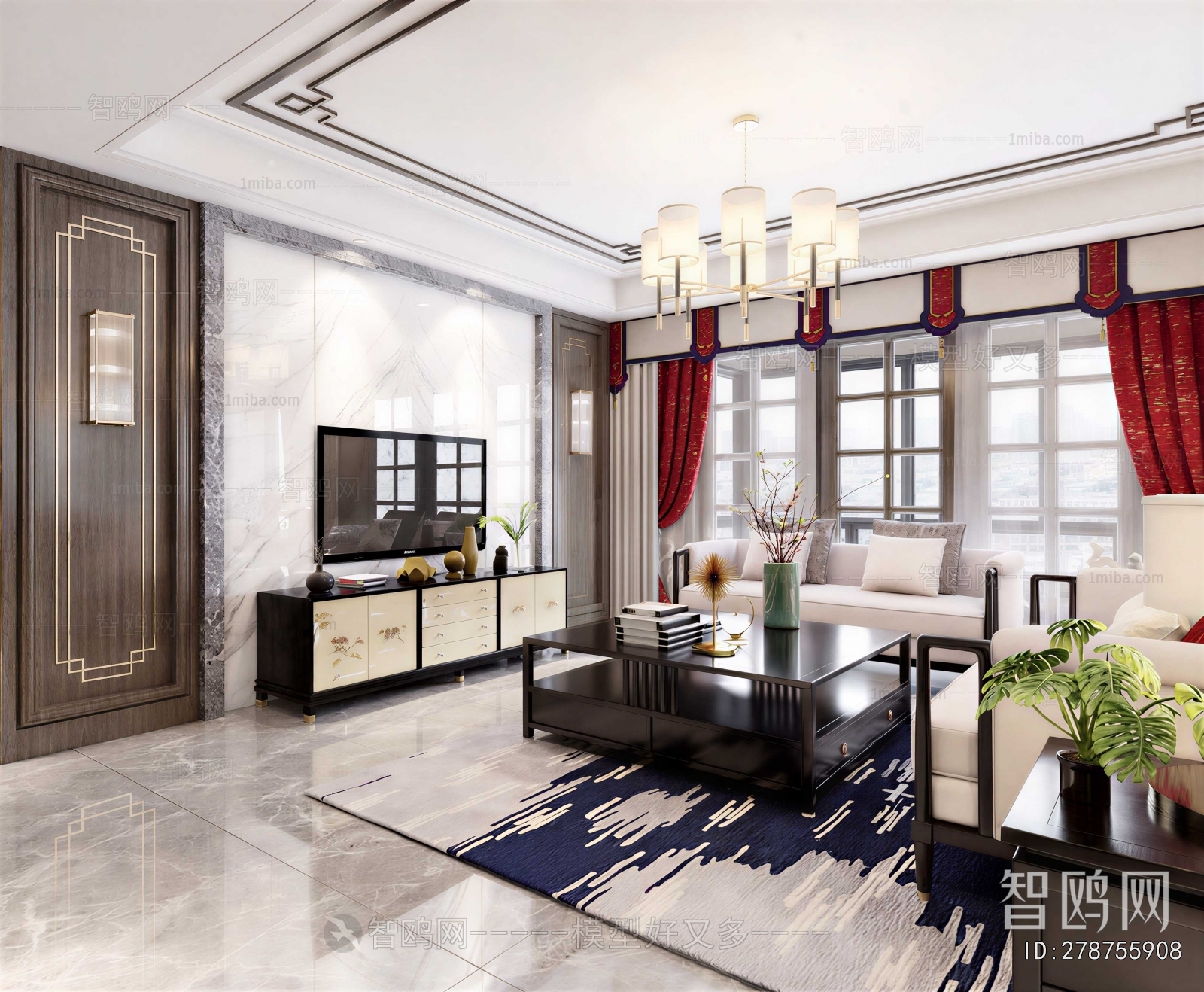 New Chinese Style A Living Room