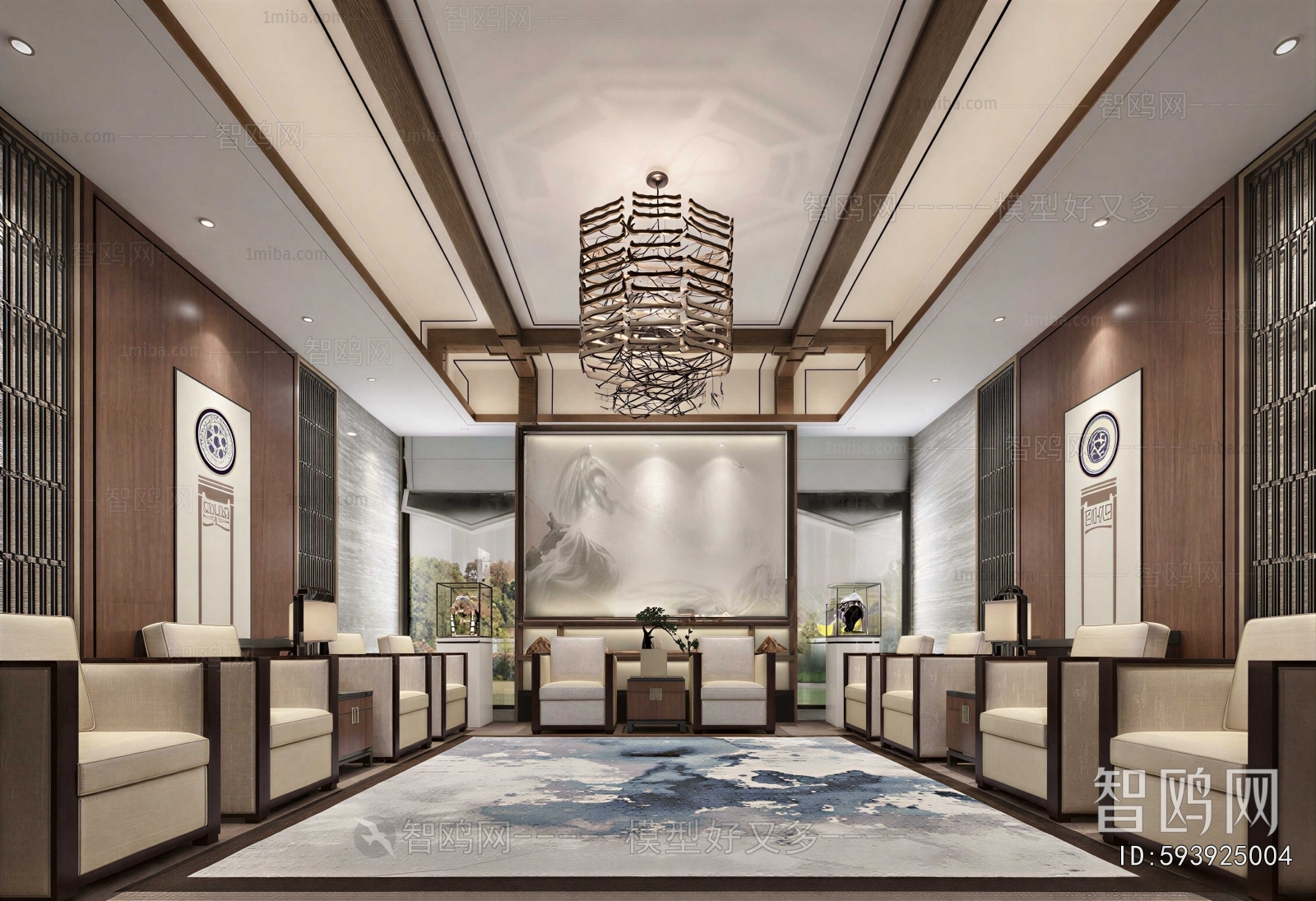 New Chinese Style Office Living Room