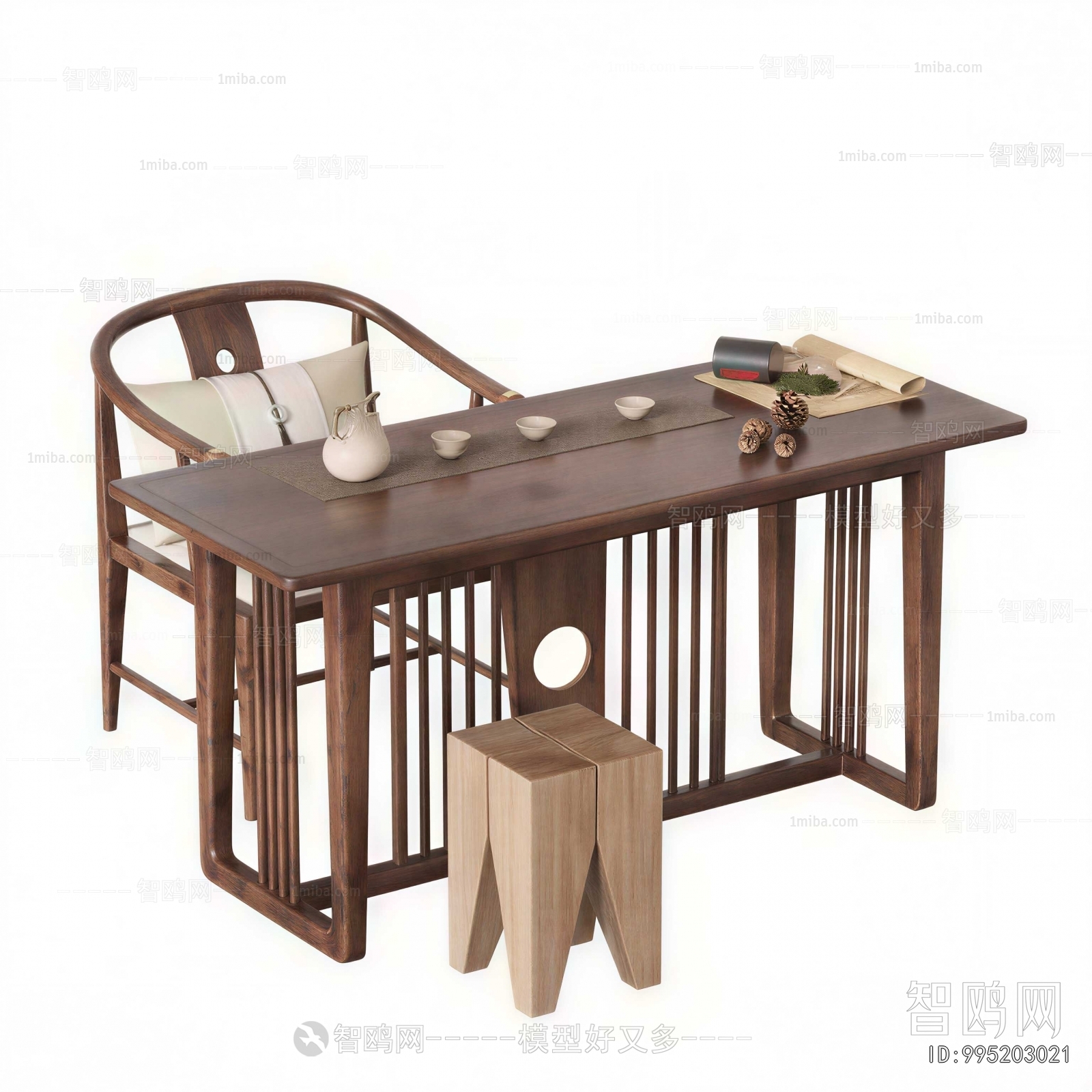 New Chinese Style Computer Desk And Chair