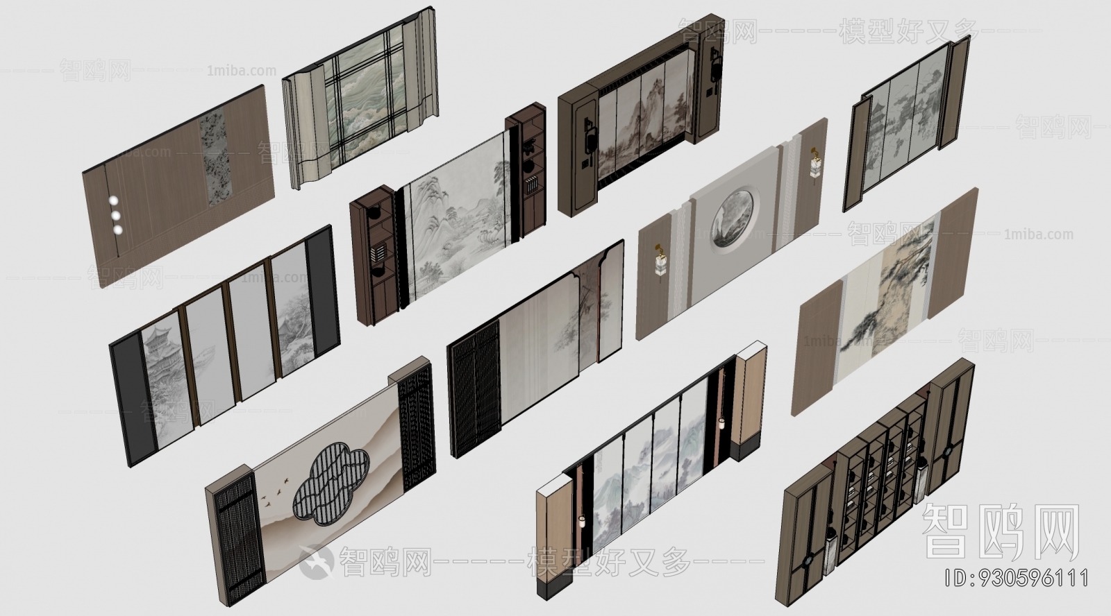 Modern New Chinese Style Chinese Style TV Wall