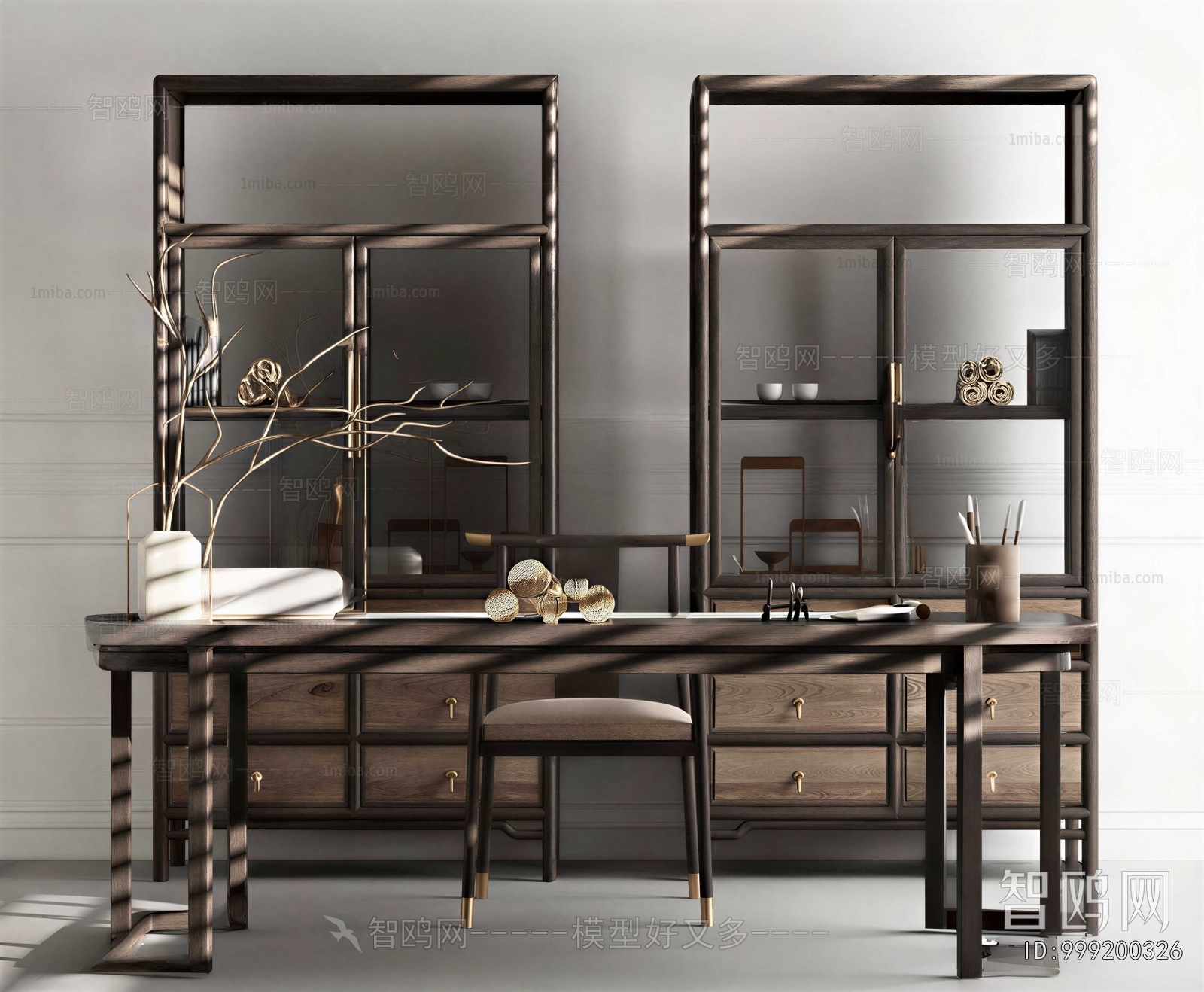 New Chinese Style Computer Desk And Chair