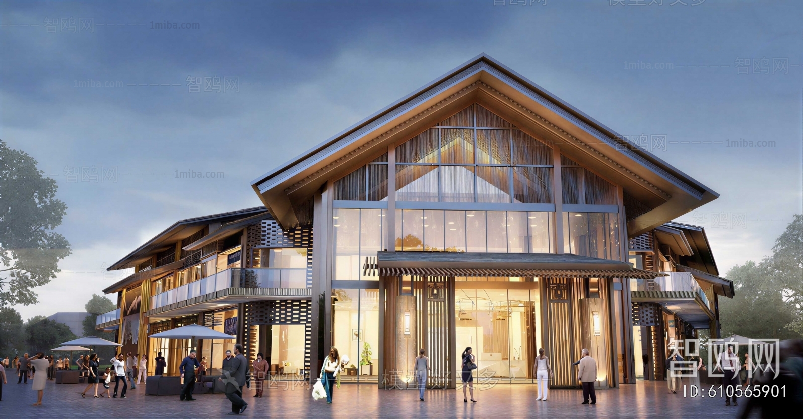 New Chinese Style Appearance Of Commercial Building