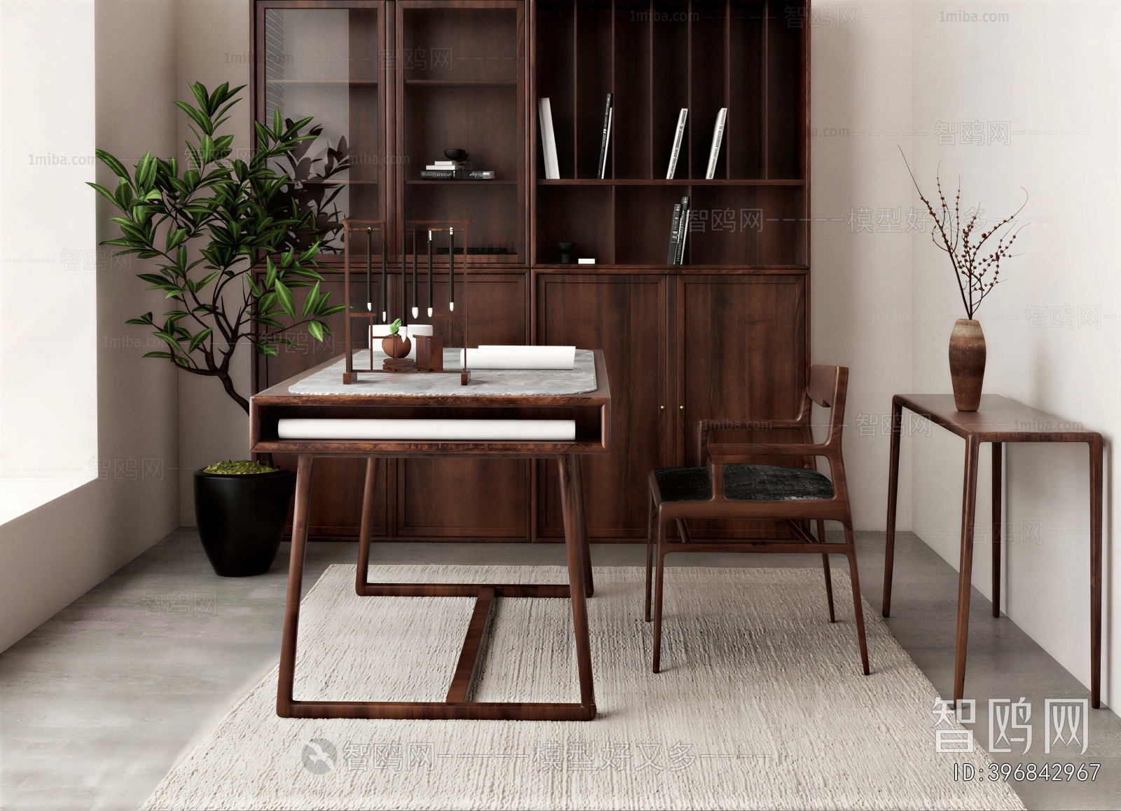 New Chinese Style Computer Desk And Chair