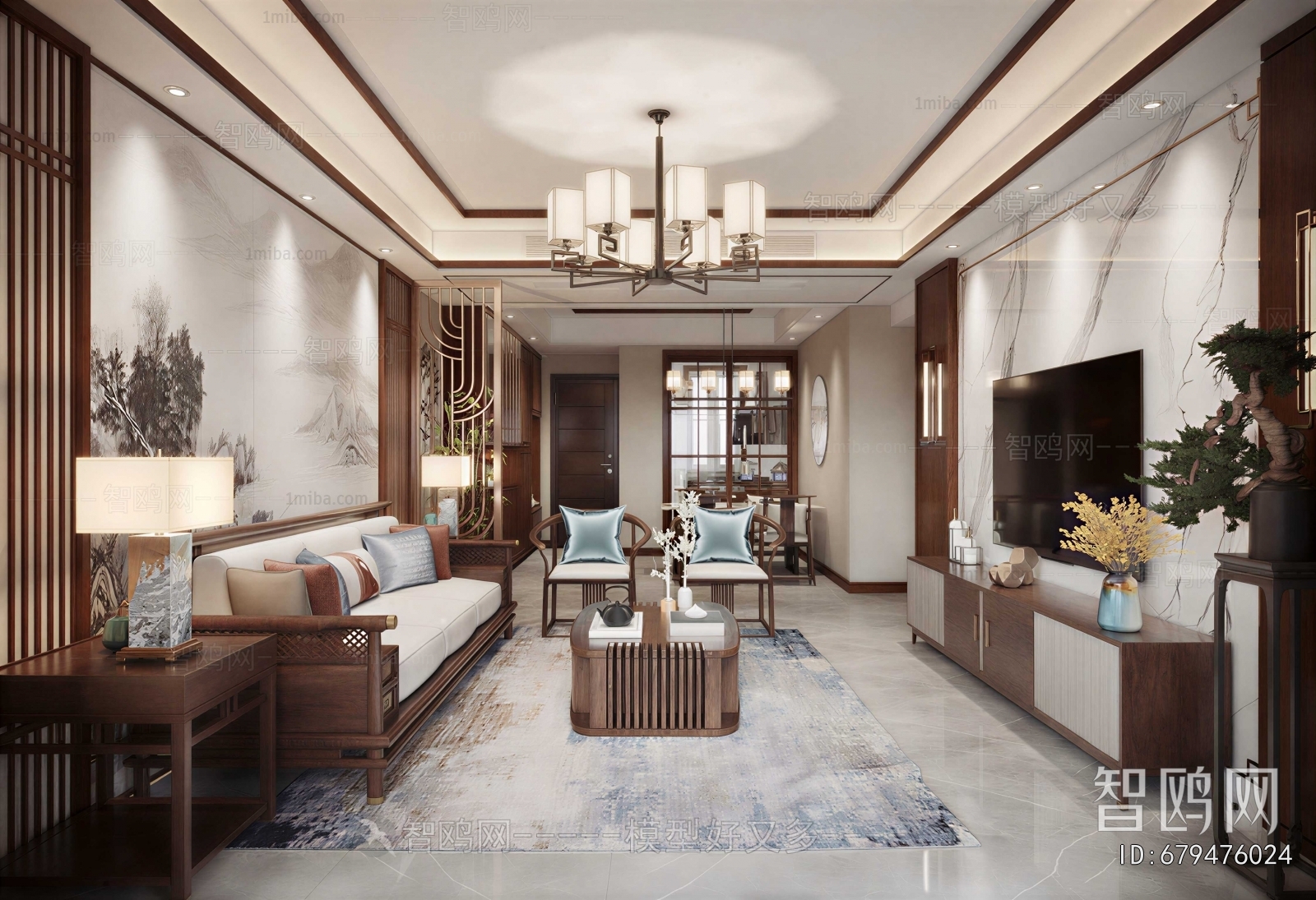 New Chinese Style A Living Room