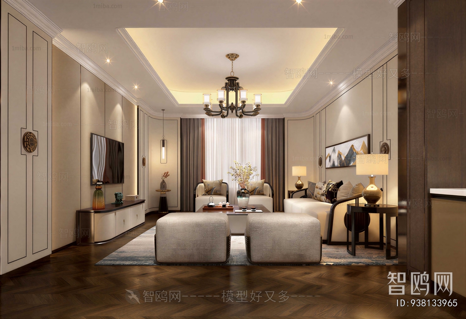 New Chinese Style A Living Room