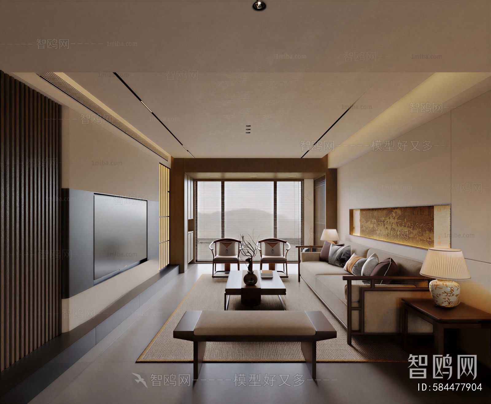 New Chinese Style A Living Room