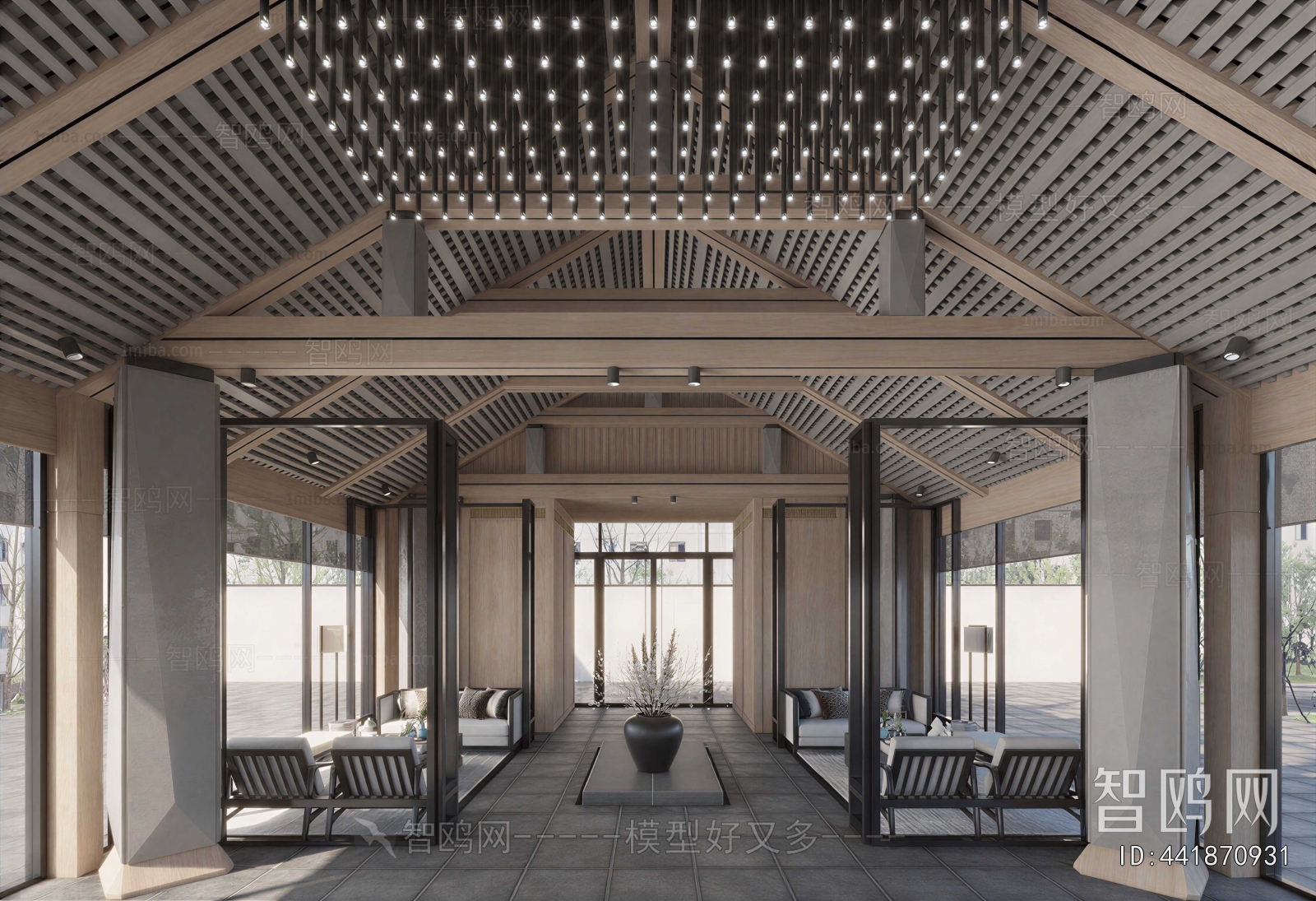 New Chinese Style Office Living Room