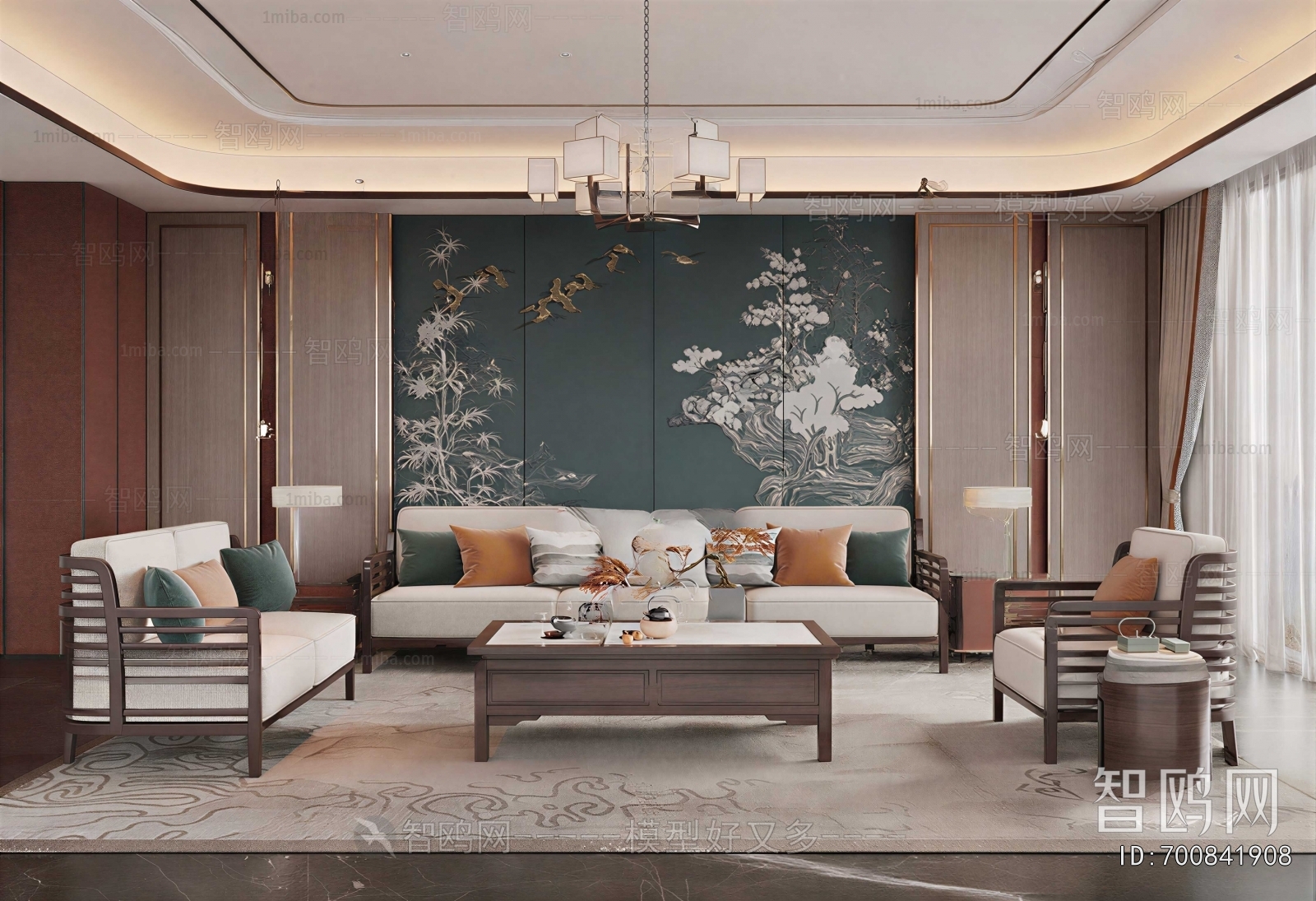 New Chinese Style A Living Room