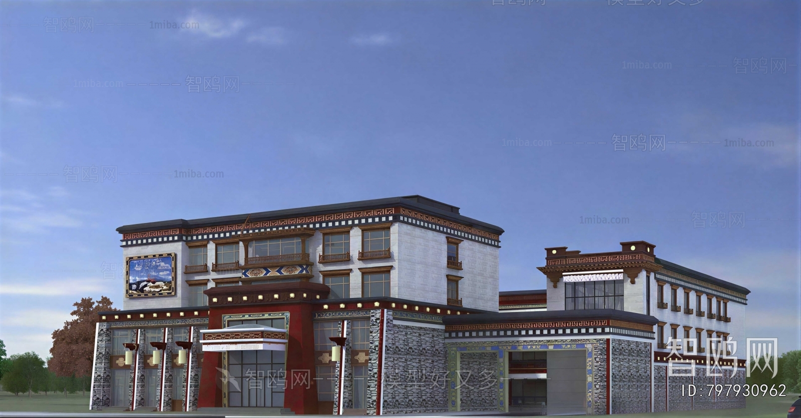 New Chinese Style Appearance Of Commercial Building