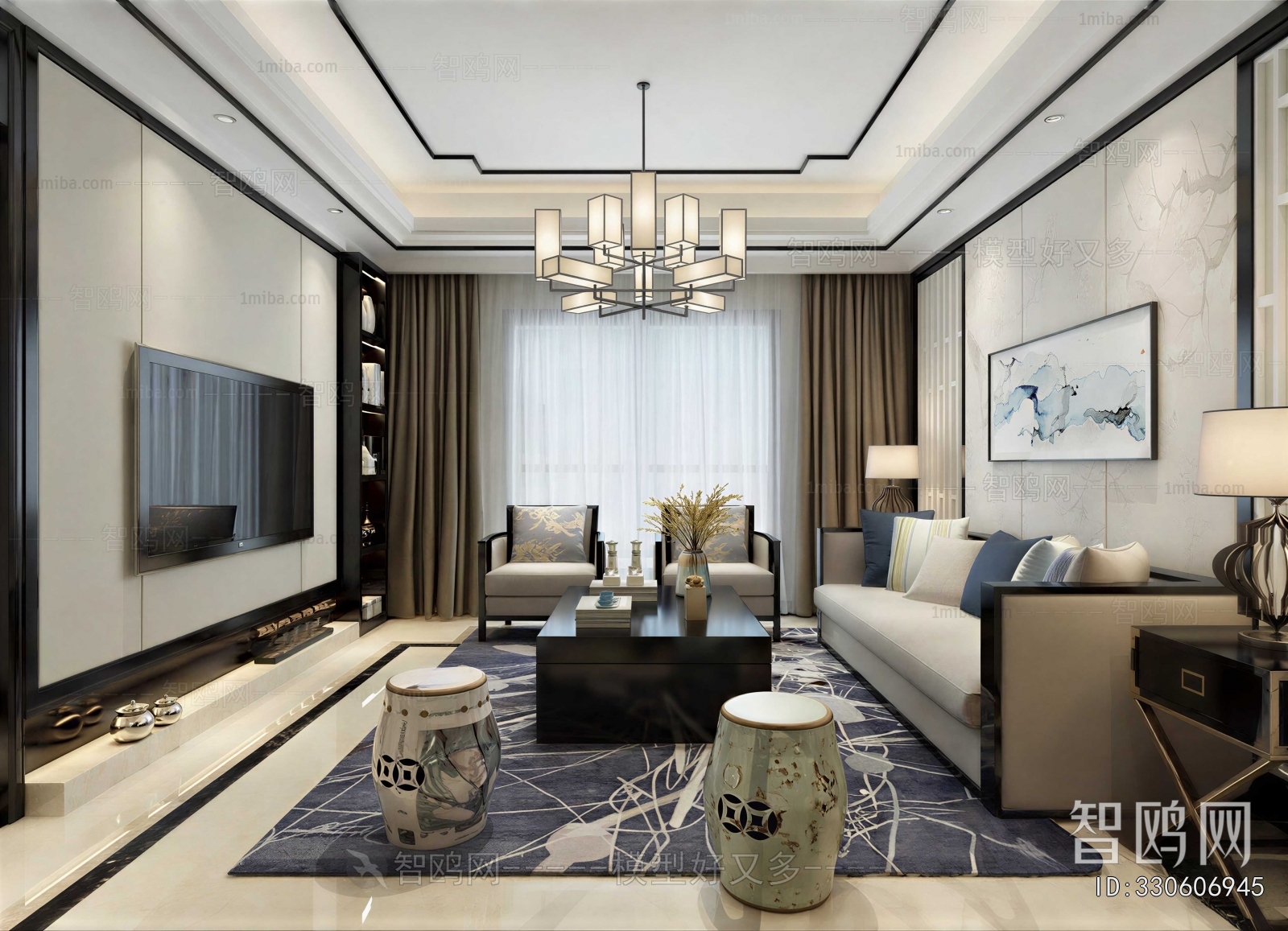 New Chinese Style A Living Room