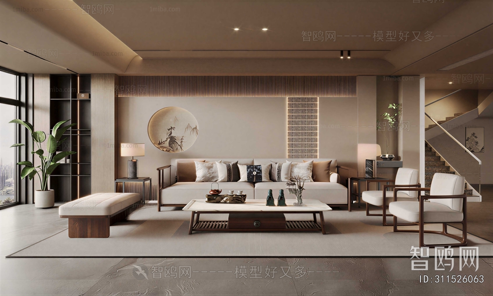 New Chinese Style A Living Room