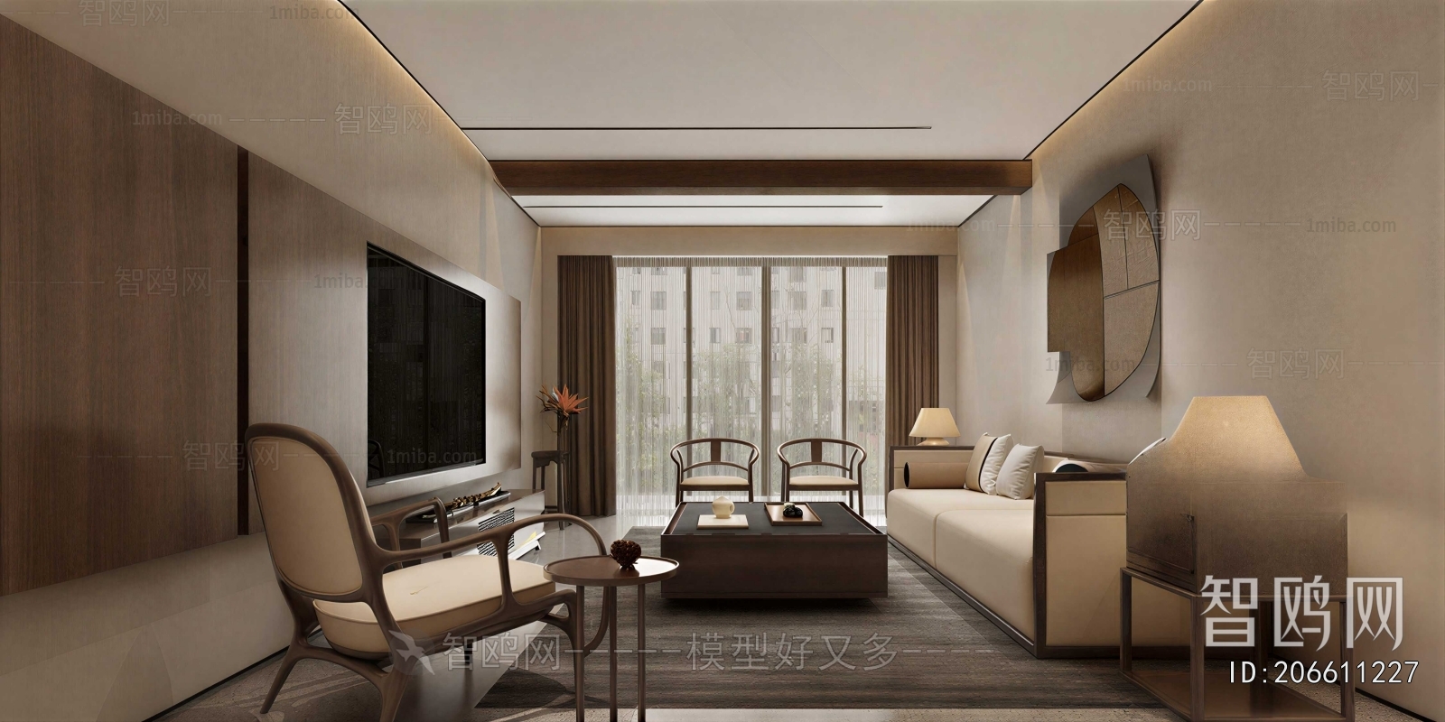 New Chinese Style A Living Room