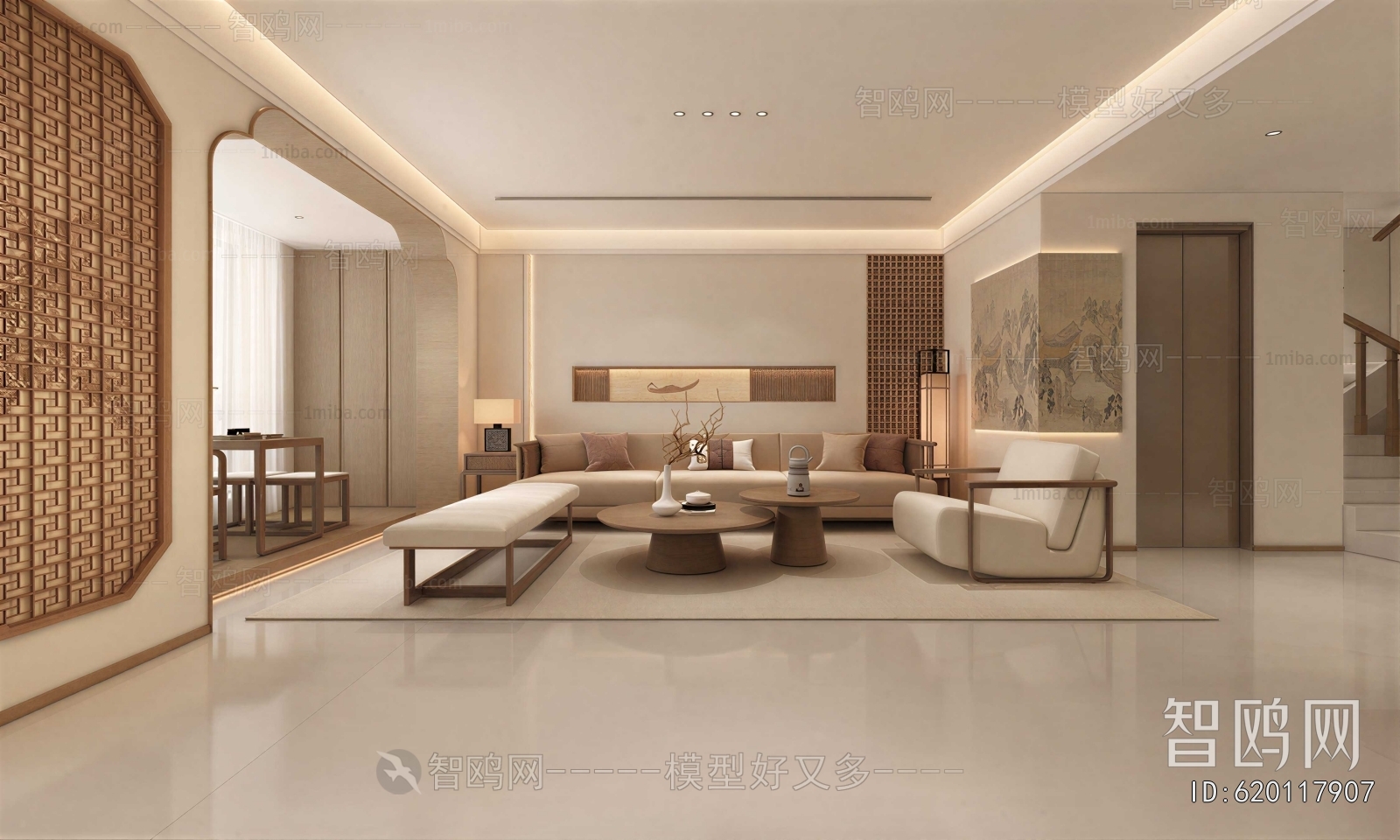 New Chinese Style A Living Room