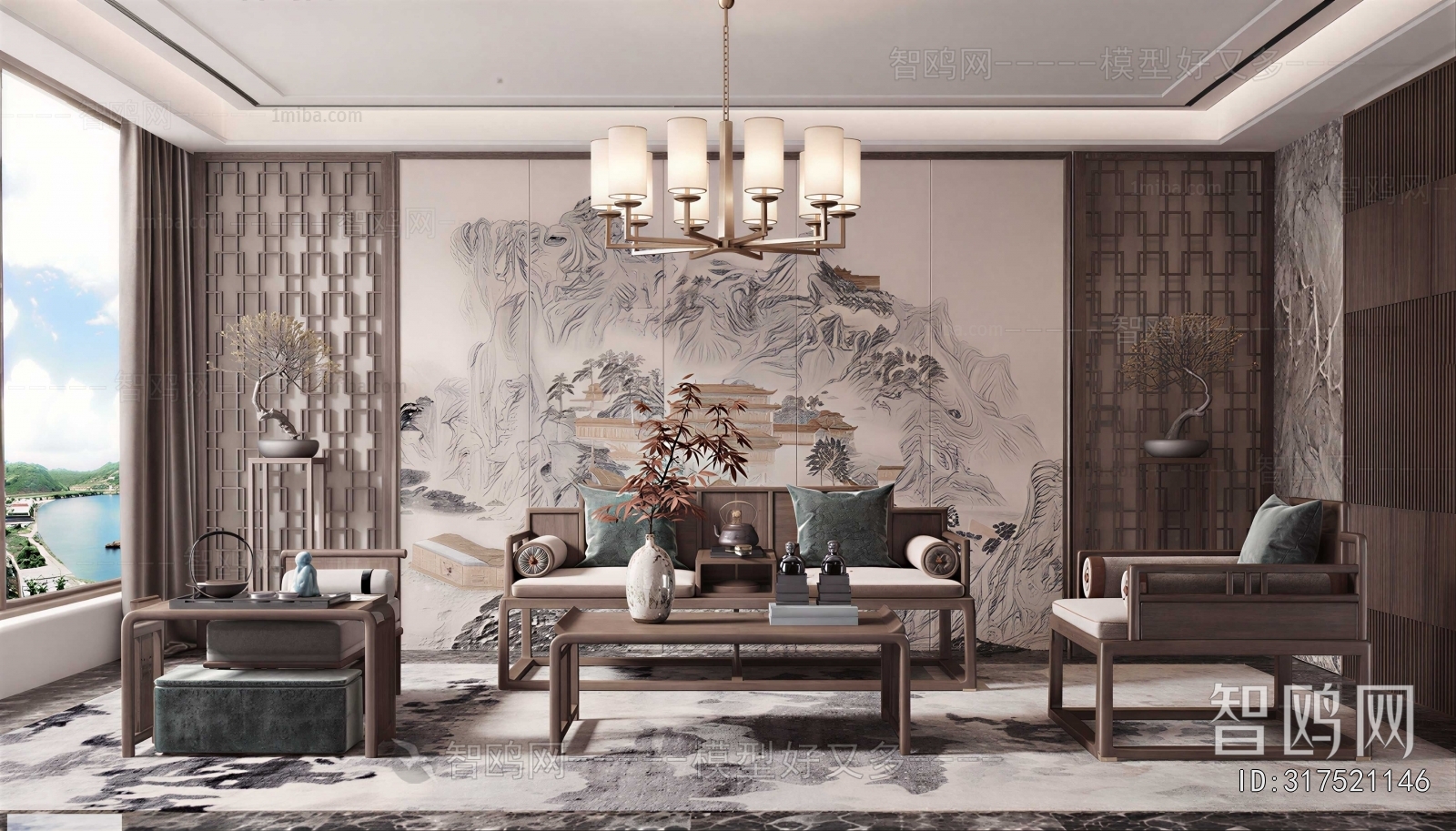 New Chinese Style A Living Room