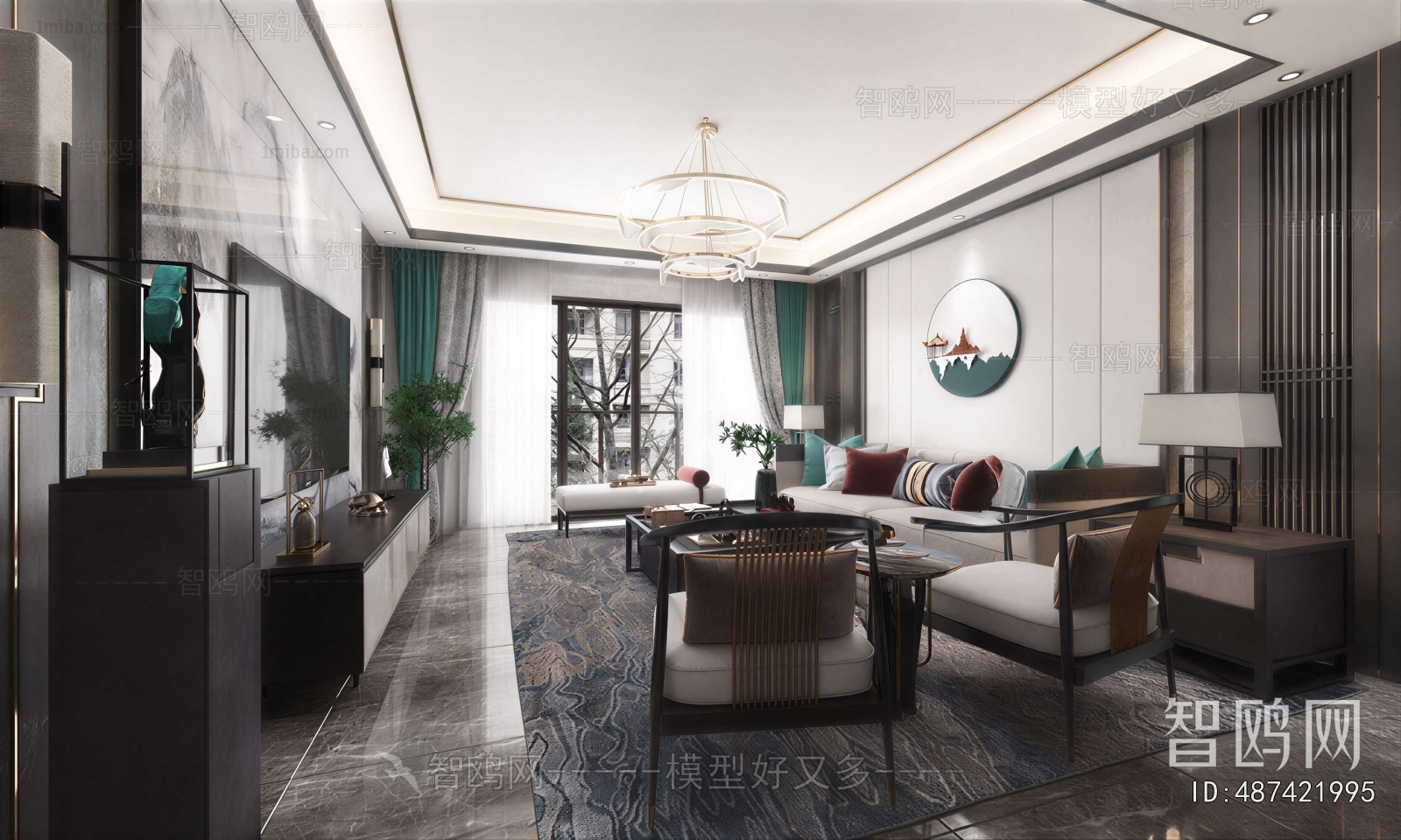 New Chinese Style A Living Room