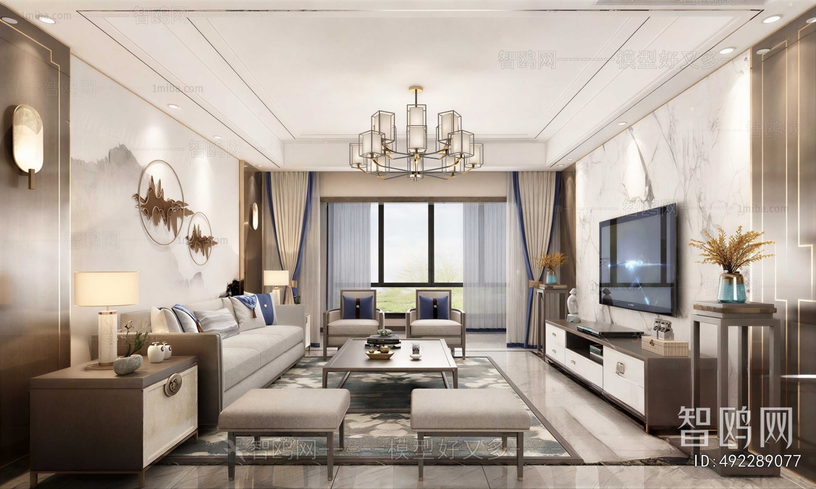New Chinese Style A Living Room
