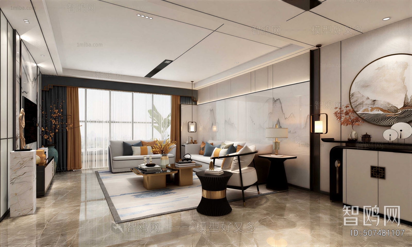 New Chinese Style A Living Room