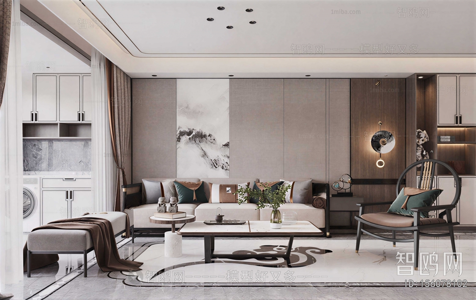 New Chinese Style A Living Room