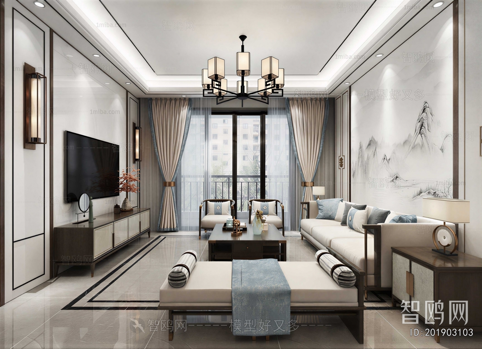 New Chinese Style A Living Room