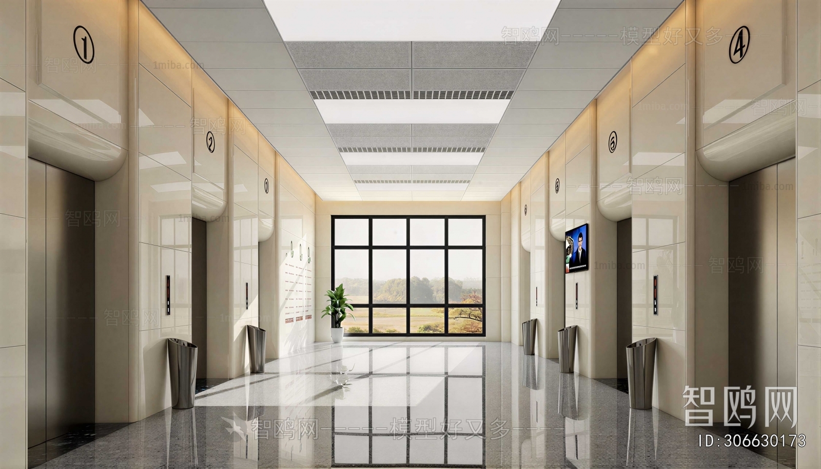 Modern Office Elevator Hall