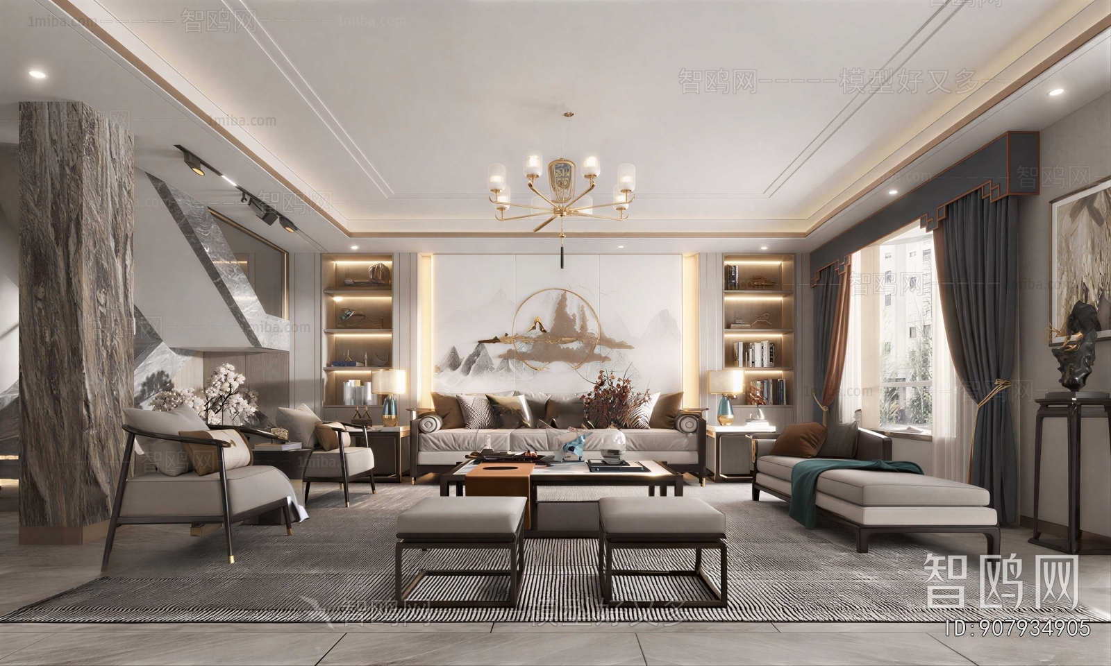 New Chinese Style A Living Room