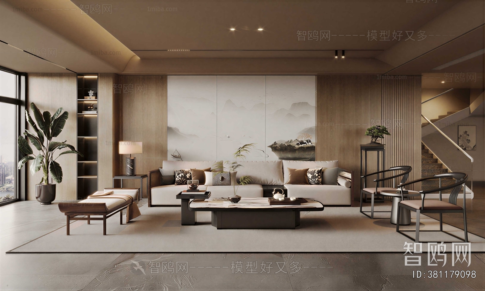 New Chinese Style A Living Room