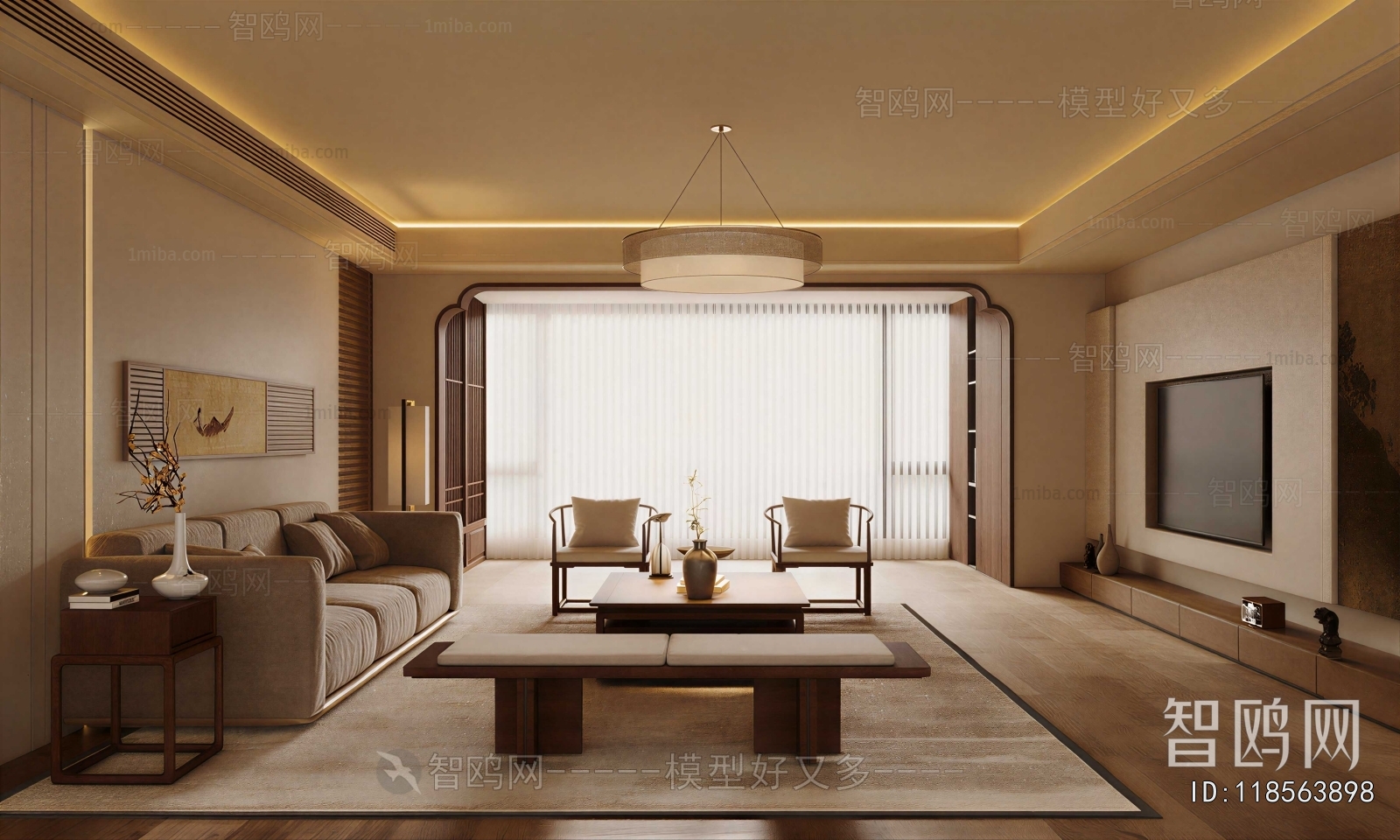 New Chinese Style A Living Room