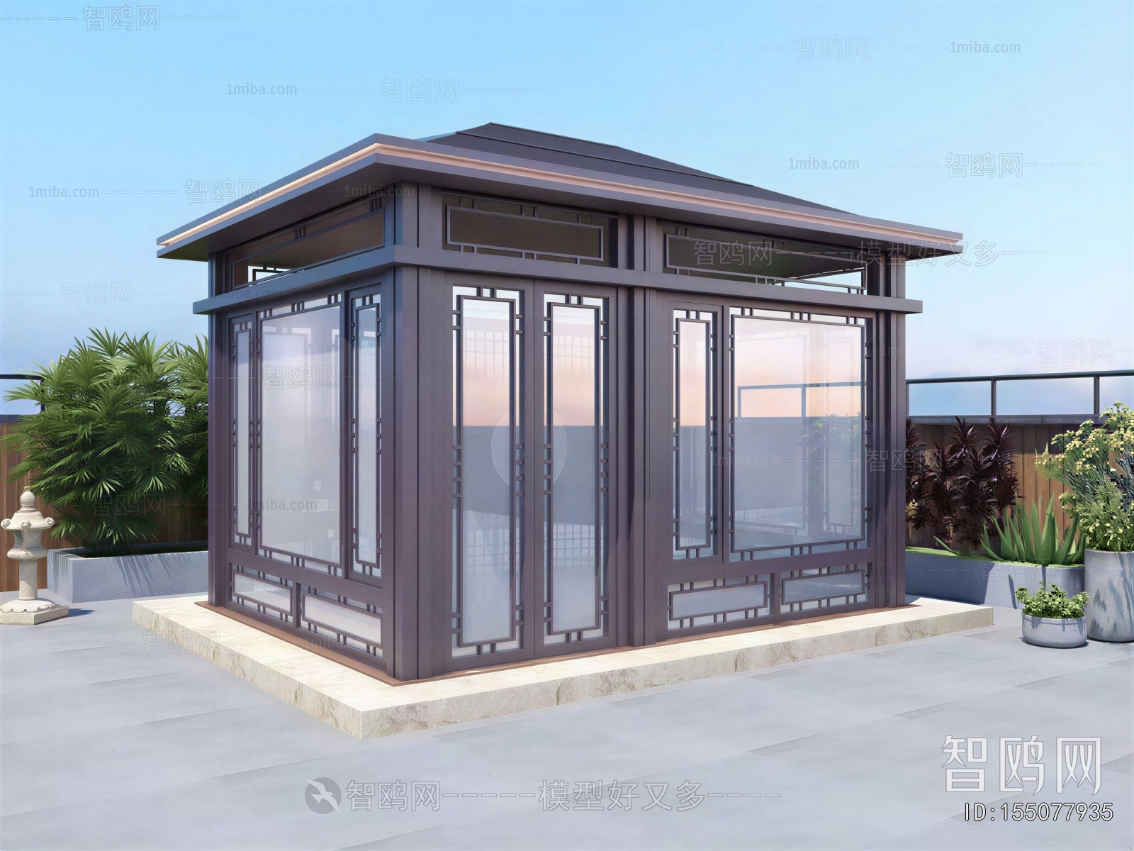 New Chinese Style Glass Sun Room