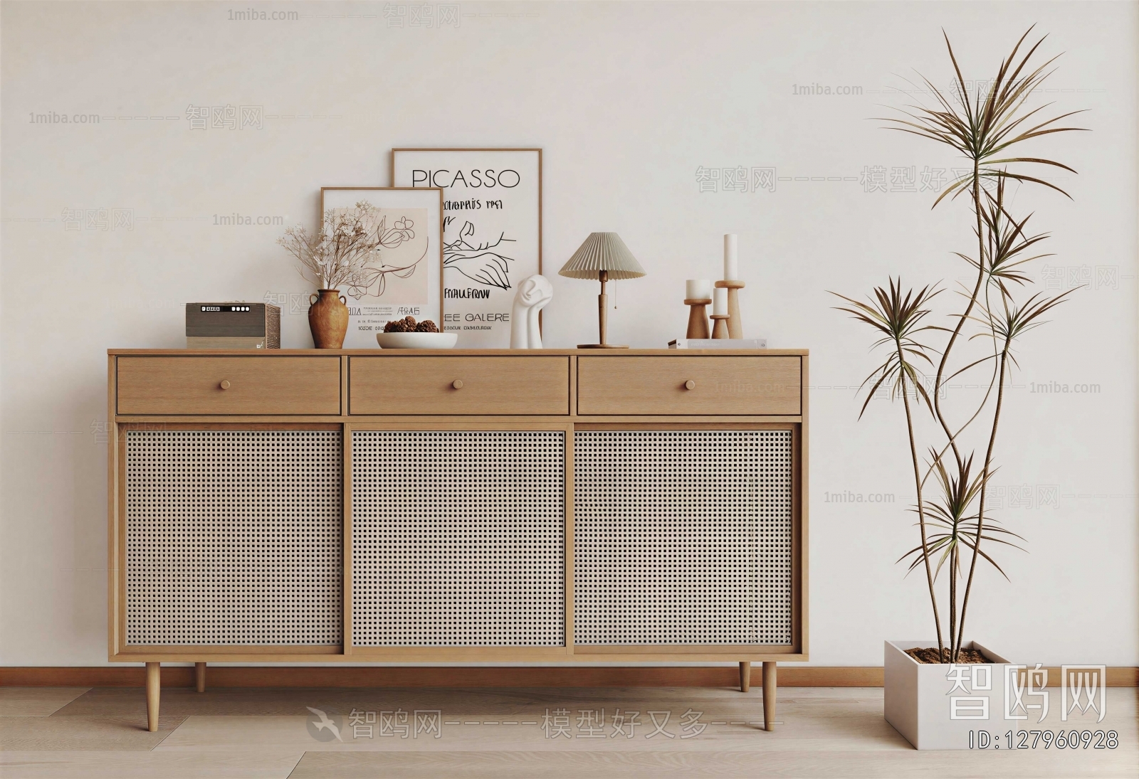 Wabi-sabi Style Side Cabinet